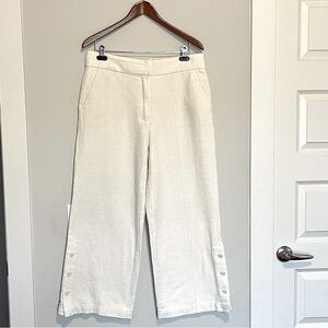 By Marlene Birger Cream Cotton Wide Leg Pants Size 40 Coastal Prairie Lagenlook